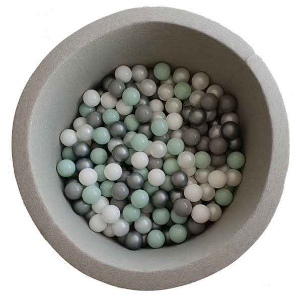 Ball pit - grey - includes 200 white-pearl-grey-silver-mint balls