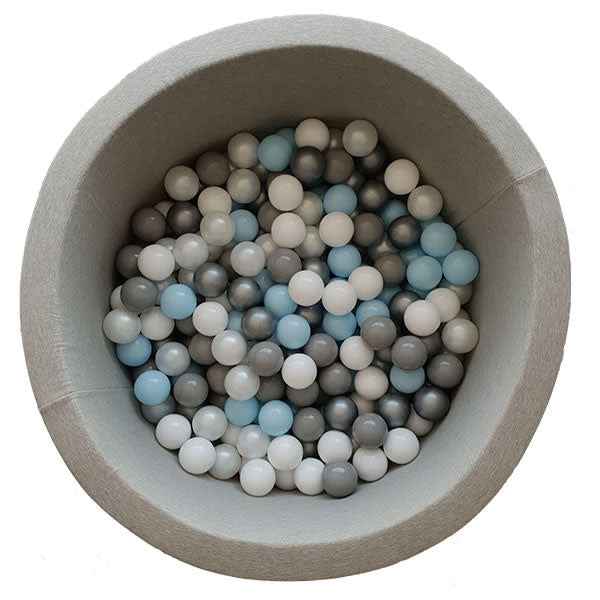 Ball pit - grey - includes 200 white-pearl-grey-silver-baby blue balls