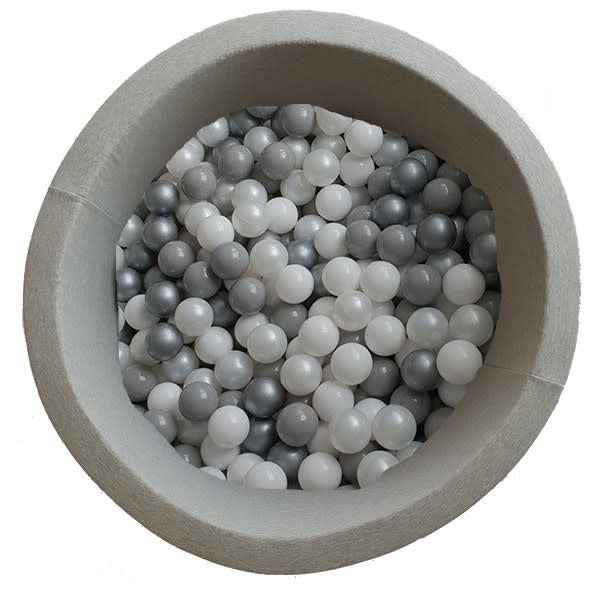 Ball pit - grey - includes 200 white-pearl-grey-silver balls