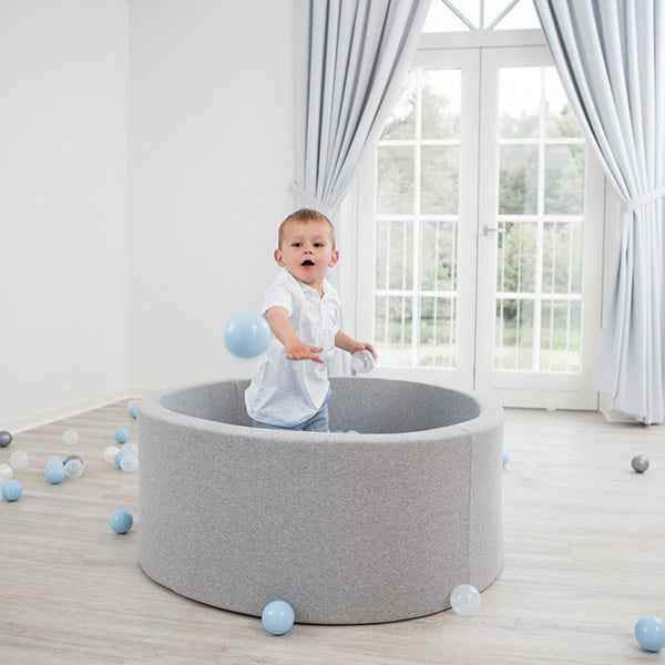 Ball pit - grey - includes 200 white, pearl, grey, silver and pastel pink balls