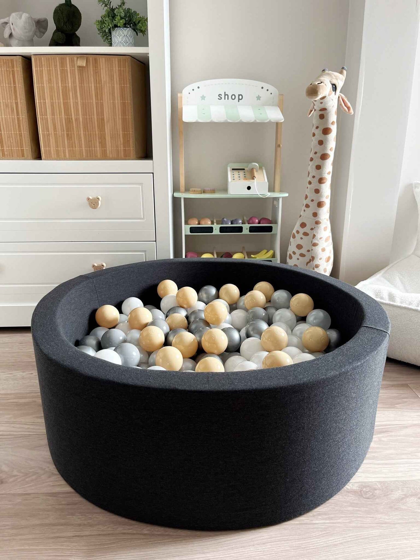 Moje | Cotton Bubble Bath - Graphite 90x30 cm + Bath Balls