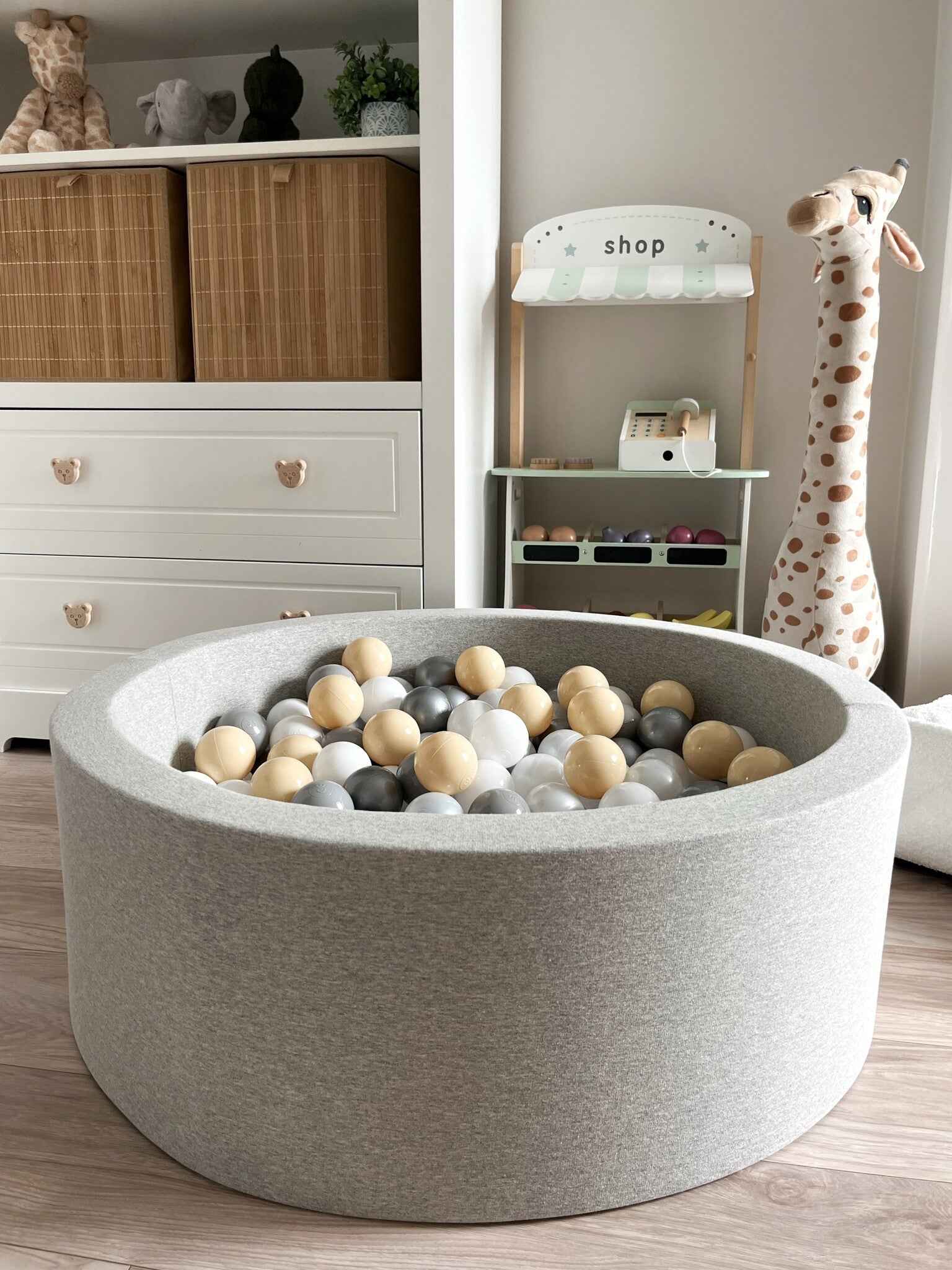 Moje | Ballenbad Cotton - Light Grey 90x30 cm + Ballen