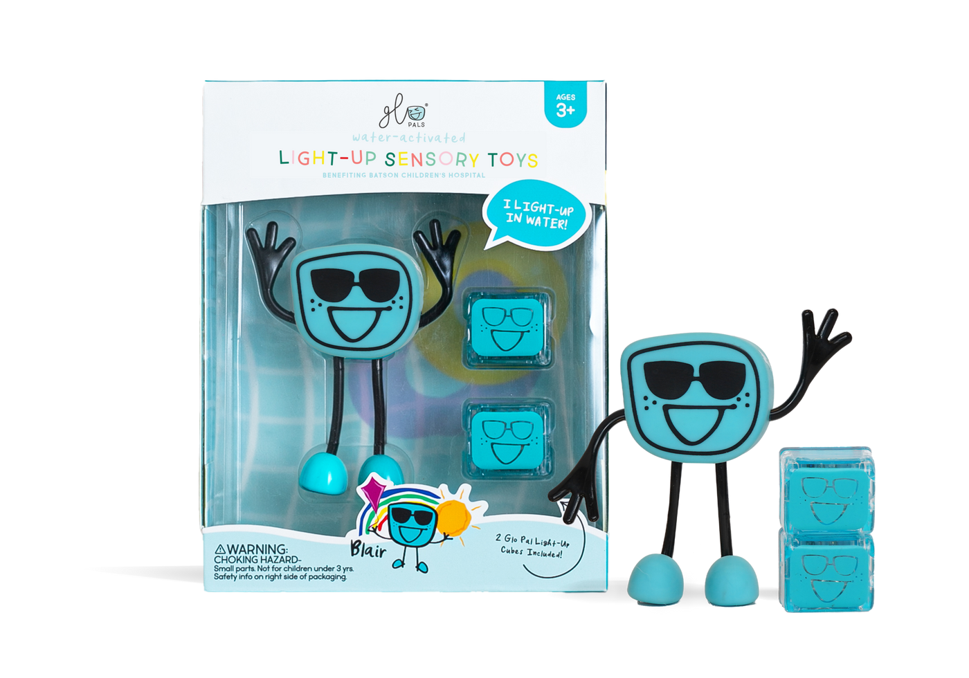 Glo Pals Blair, Light Up Cubes, Characters, Blauw, Kunststof, 1+2 Stuks