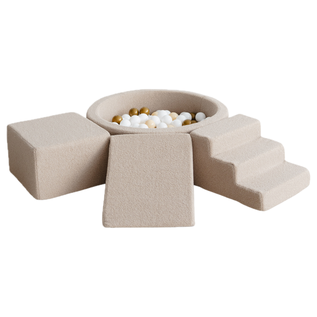 Moje |  3 Elementen + Ballenbad - Bouclé Beige 90x30 cm + 200 Ballen
