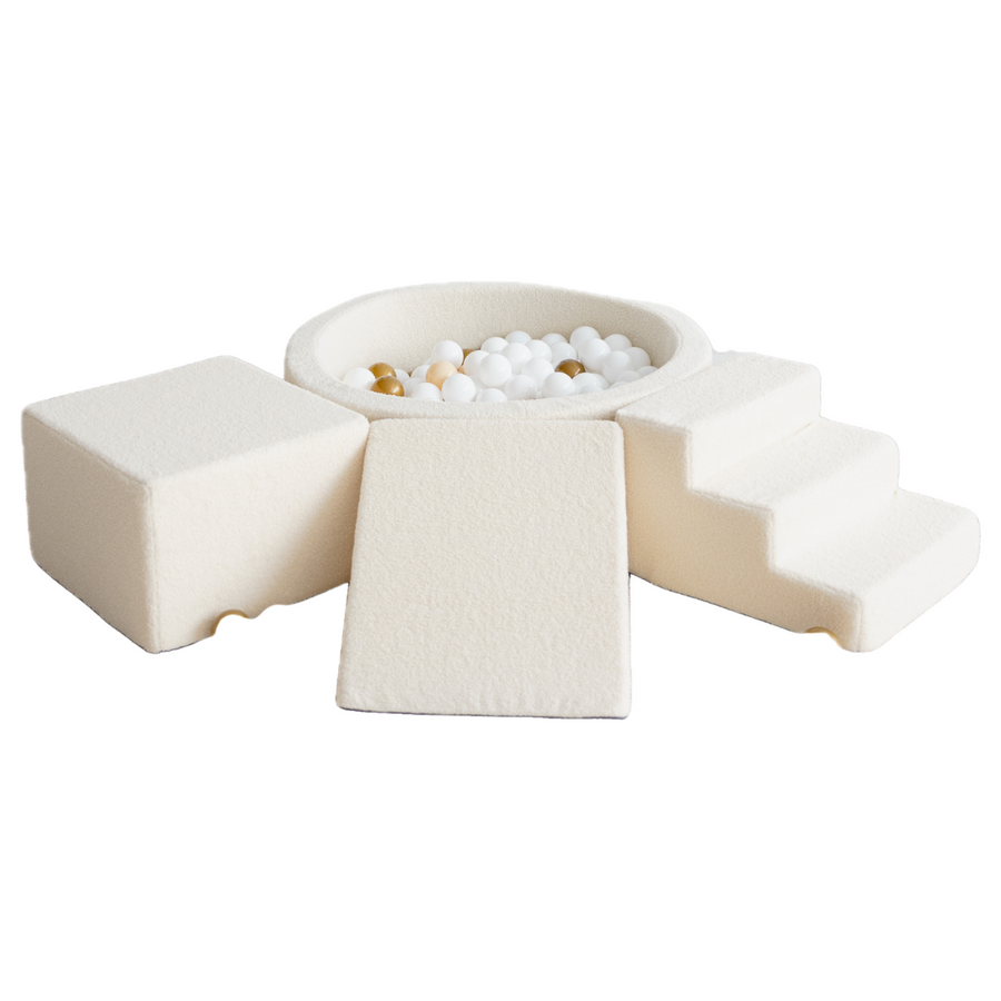 Moje |  3 Elementen + Ballenbad - BouclÃ© Creme 90x30 cm + 200 Ballen