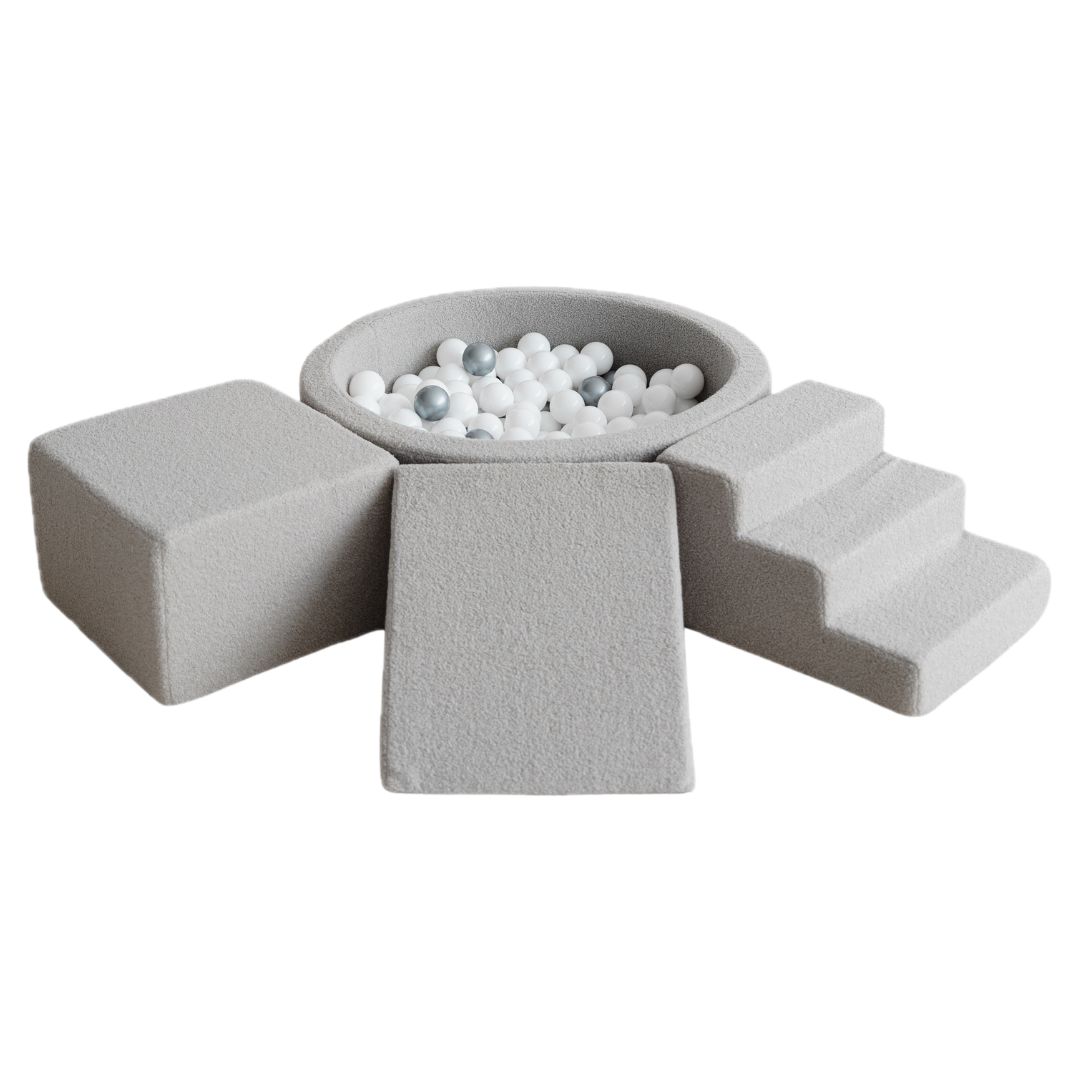 Moje | 3 Elementen + Ballenbad  - Bouclé Grey 90x30 cm + 200 Ballen