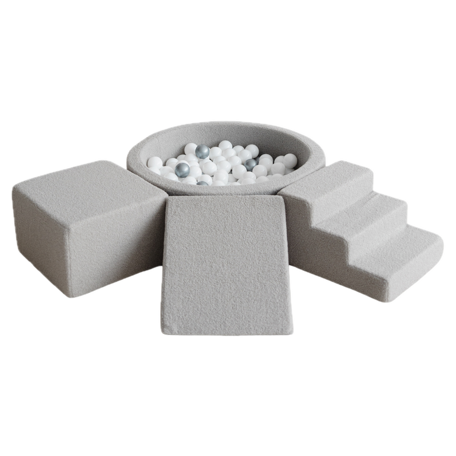 Moje | 3 Elementen + Ballenbad  - Bouclé Grey 90x30 cm + 200 Ballen