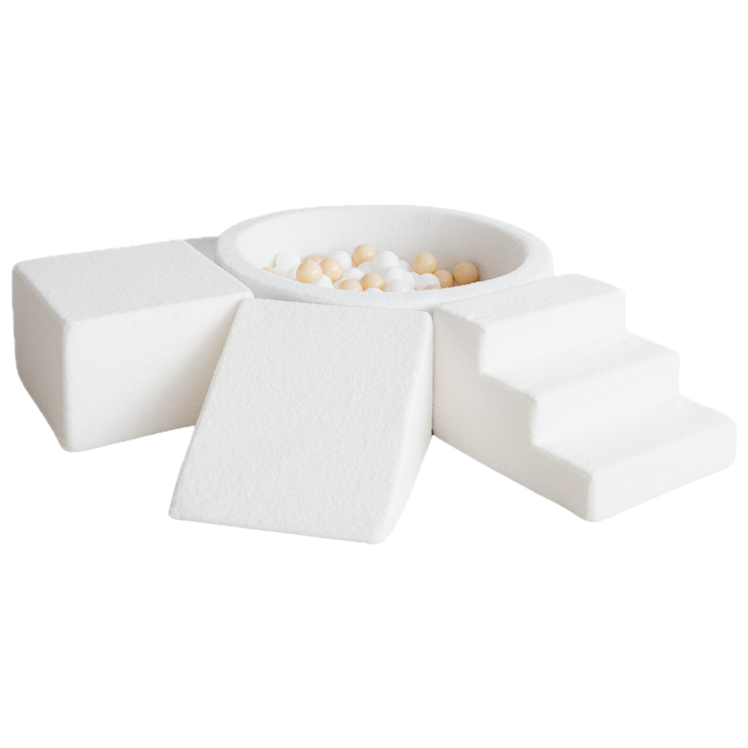 Moje |  3 Elementen + Ballenbad - BouclÃ© White 90x30 cm + 200 Ballen