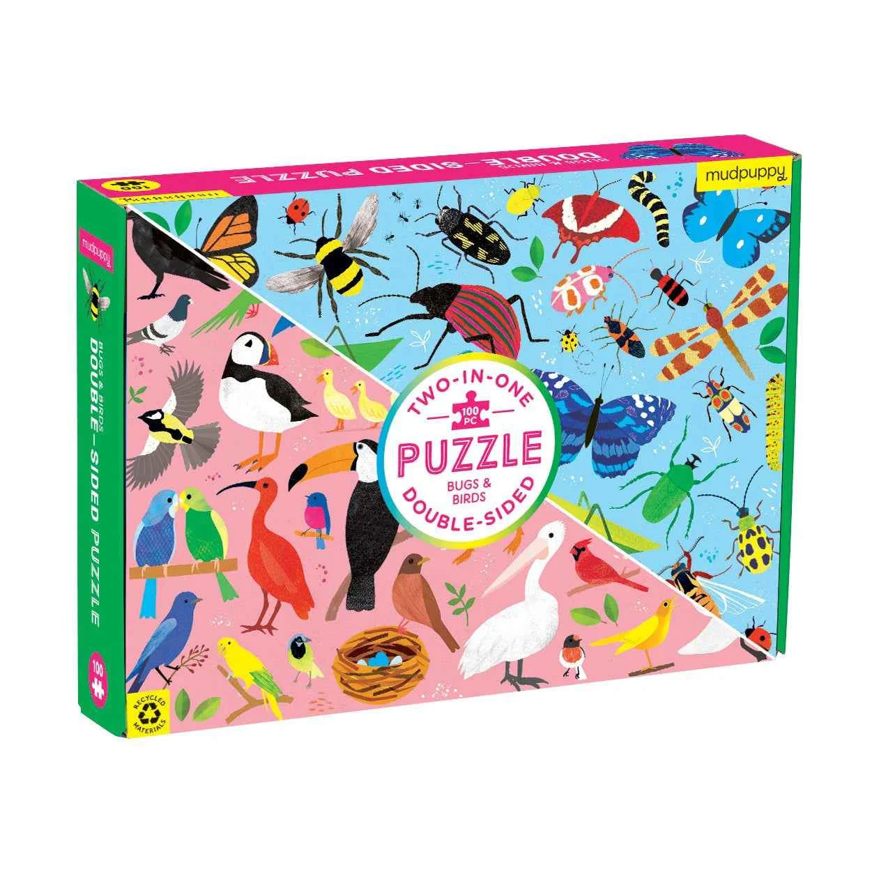 Mudpuppy | Dubbelzijdige Puzzel Insecten & Vogels 100 Stuks