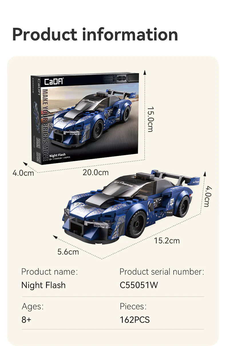 CaDA | 1:32 Car Series - Night Flash 162 Stuks Schaal 1:32