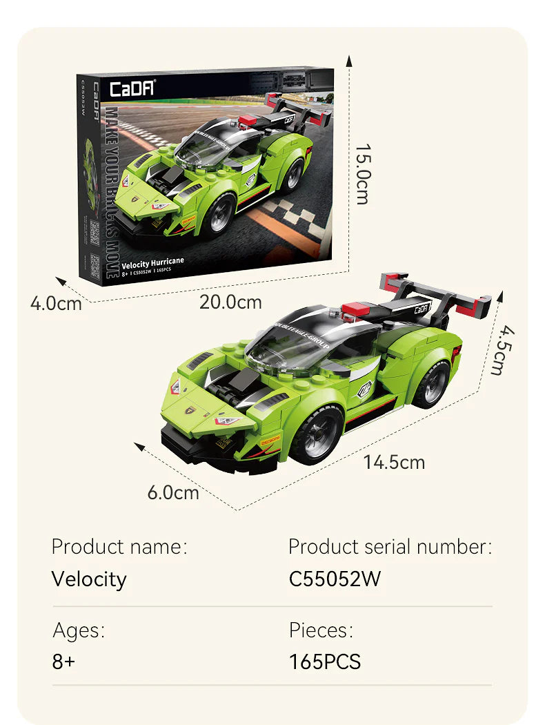 CaDA | 1:32 Car Series - Velocity Hurricane 165 Stuks Schaal 1:32
