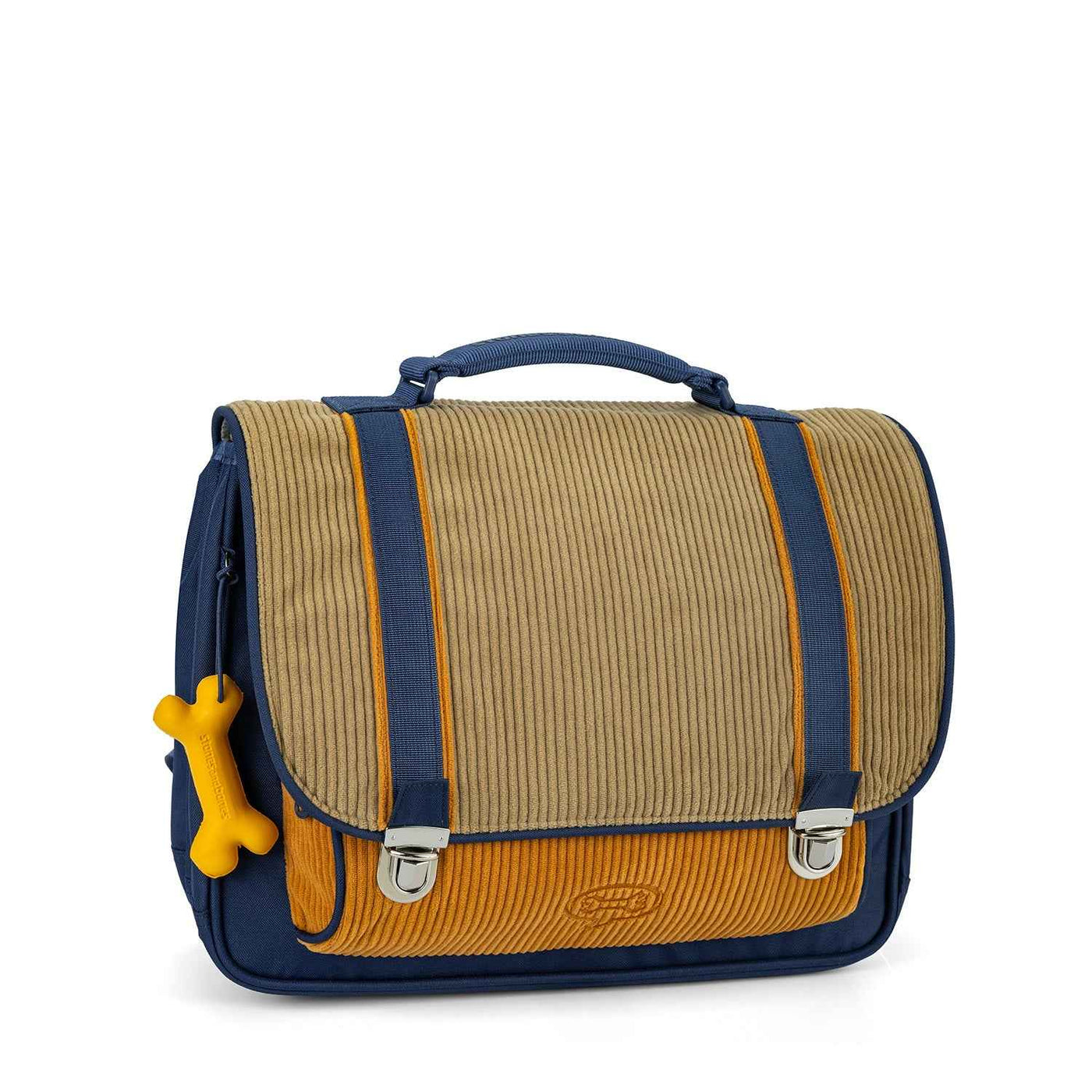 Stones and Bones | Boekentas Cassis - Corduroy Khaki + Honey