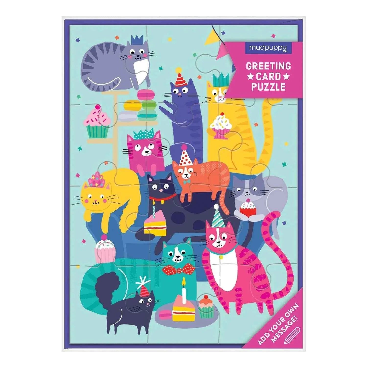 Mudpuppy | Wenskaart Cat Party Puzzel