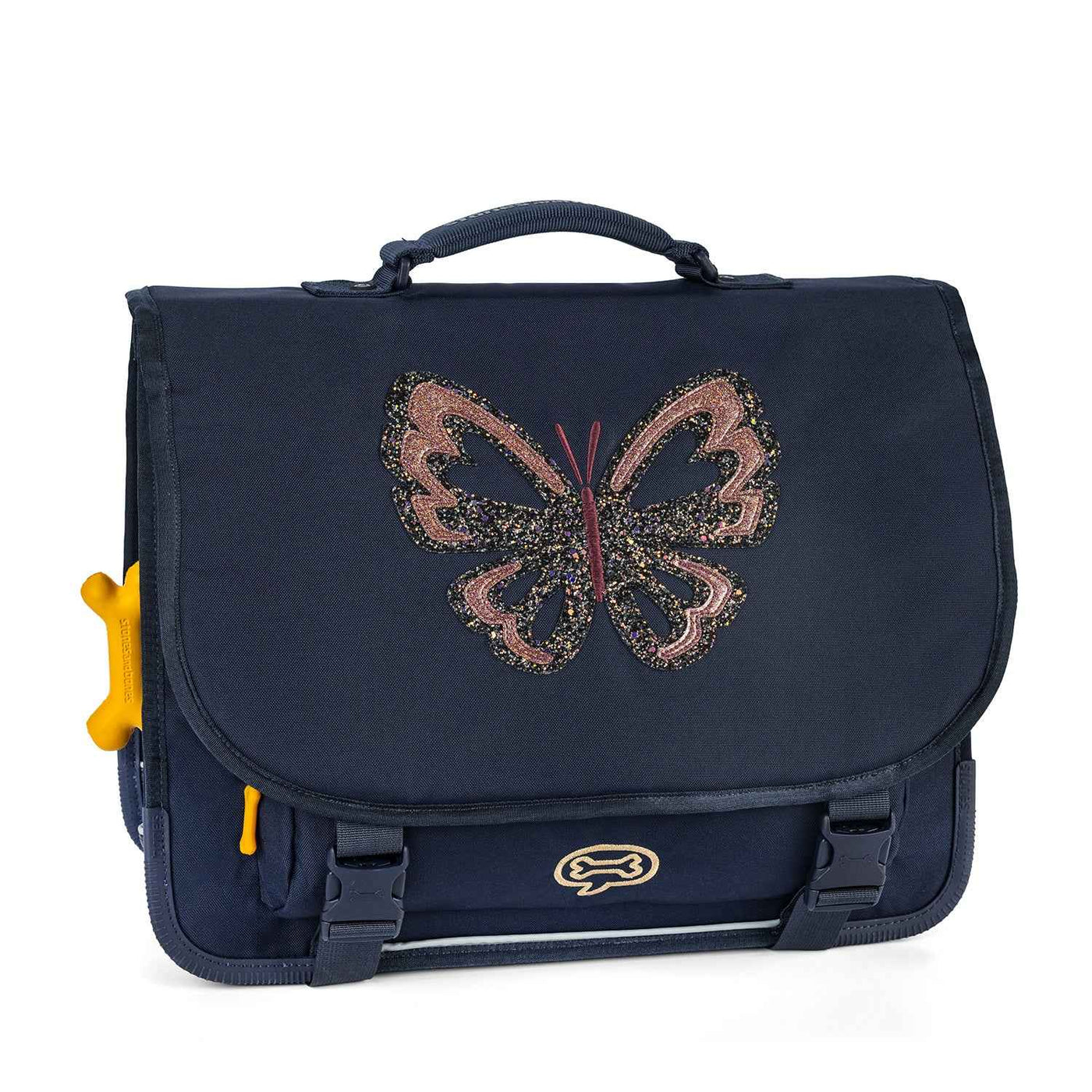 Stones and Bones | Boekentas Cedar - Glitter Butterfly Navy
