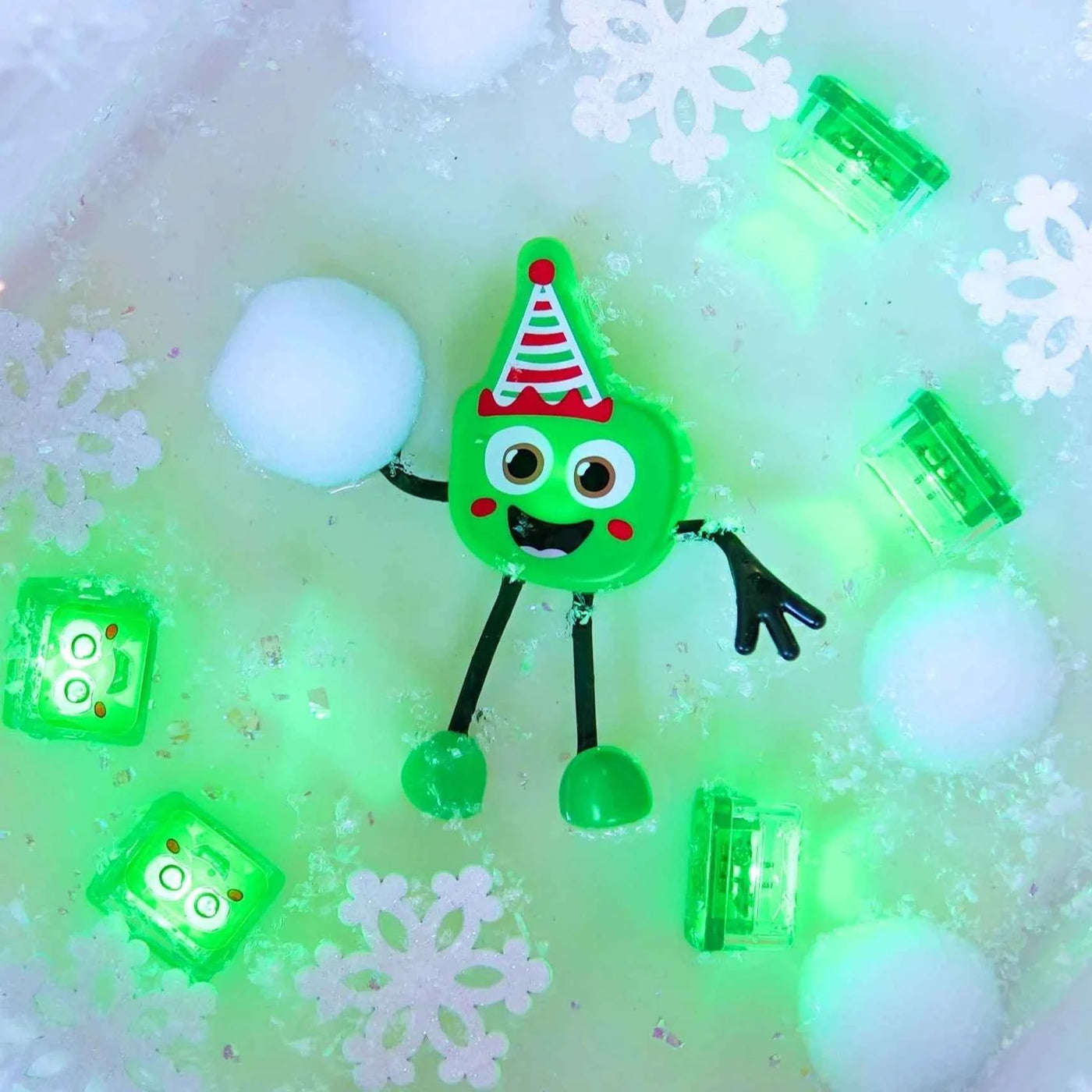 Glo Pals | Badspeelgoed Light Up Cubes Christmas Pal Limited edition 1 Figuur + 2 Cubes Groen +36M