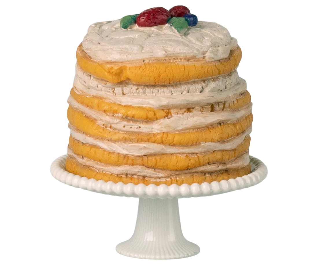 Maileg | Party Cake And Cake Stand mouse Off white