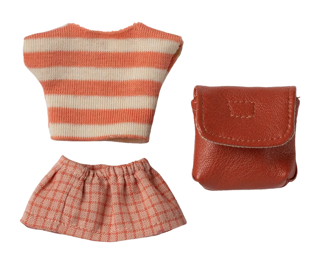 Maileg | Clothes And Bg Big Sister Mouse Coral