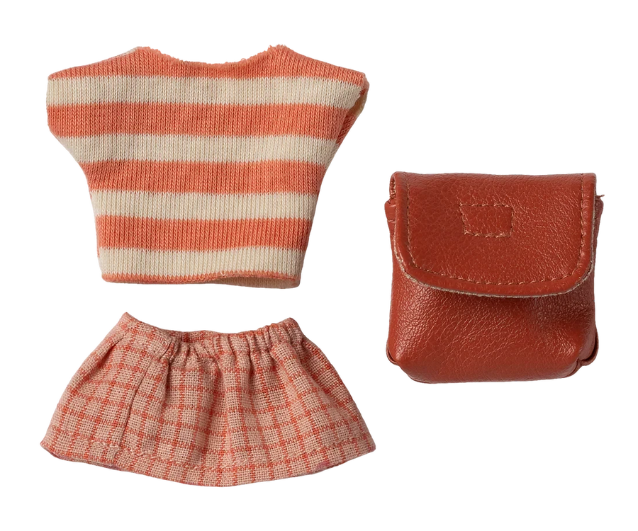 Maileg | Clothes And Bg Big Sister Mouse Coral