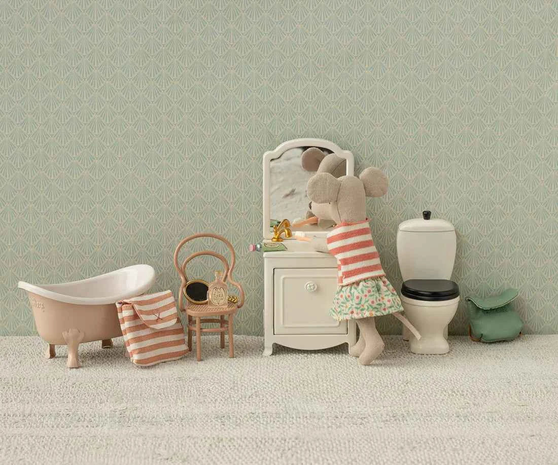 Maileg | Tootbrush Set In Bag Mouse Coral Stripe