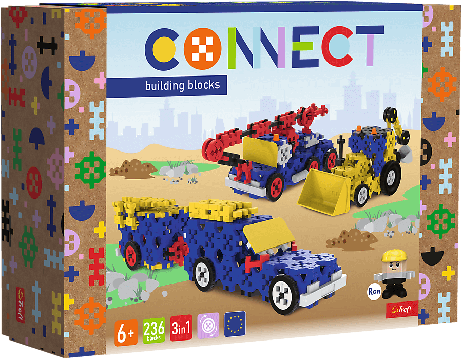 Connect | Bouwstenen L Bouwvoertuigen / SUV Met Trailer 236 Stuks