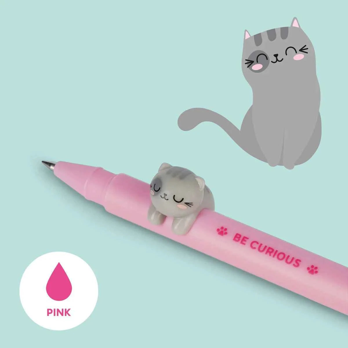 Legami | Gelpen Met  "Be Curious" Kitty Animal Decoration - Lovely Friends