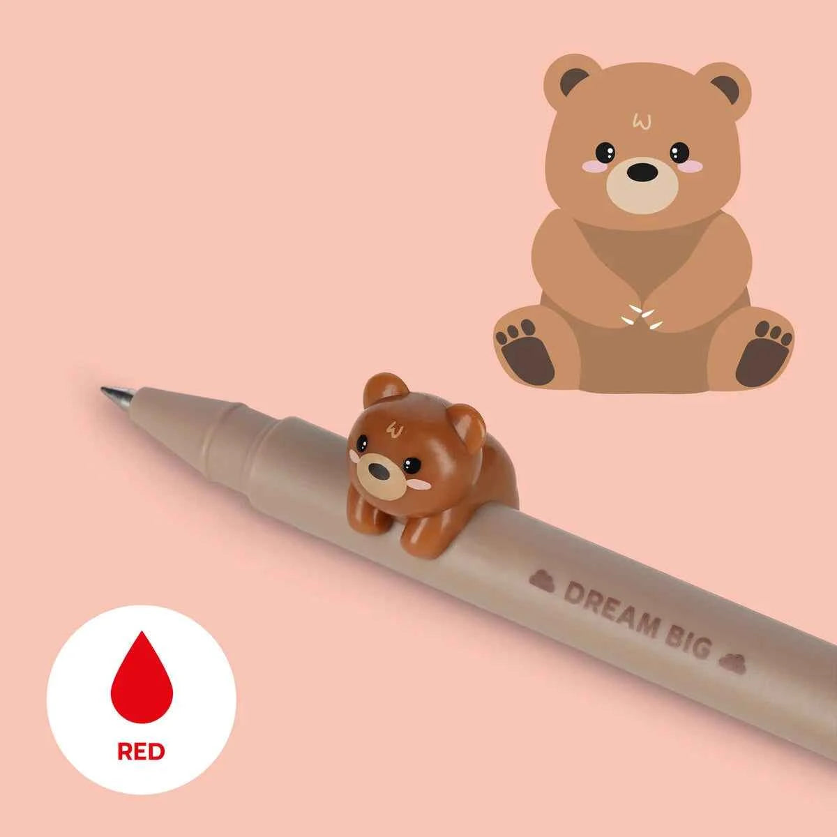 Legami | Gel Pen with "Dream Big" Teddy Bear Animal Decoration - Lovely Friends