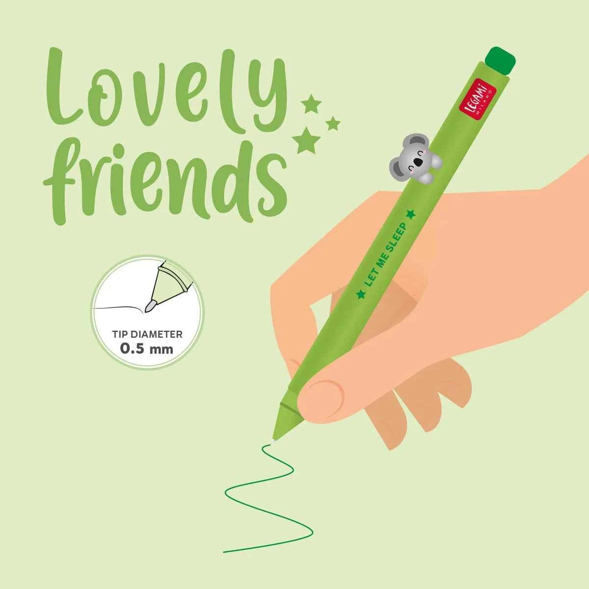 Legami | Gel Pen with 'Let Me Sleep' Koala Animal Decoration - Lovely Friends