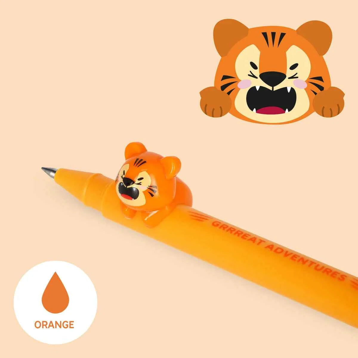 Legami | Gel Pen with "Grrreat Adventures" Tiger Animal Decoration - Lovely Friends
