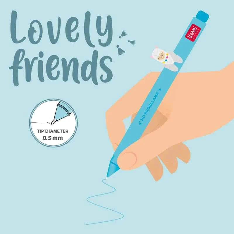 Legami | Gel Pen with "No Probllama" Llama Animal Decoration - Lovely Friends