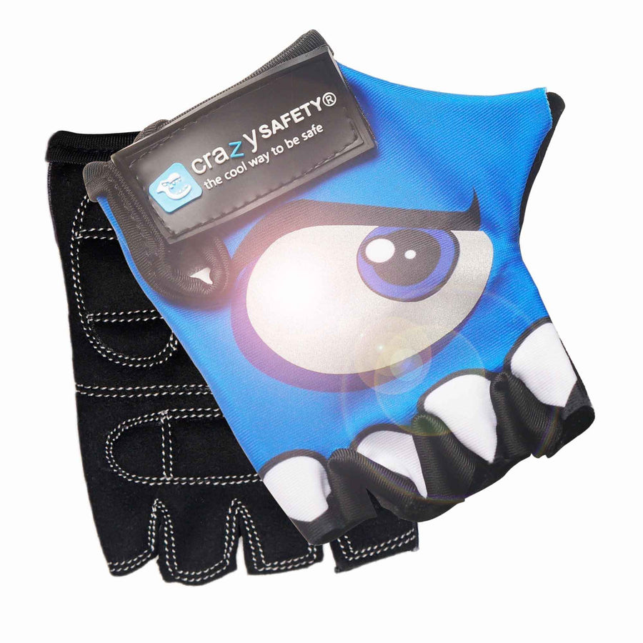 Crazy Safety | Blauw Fietshandschoenen Met Reflecterende Ogen