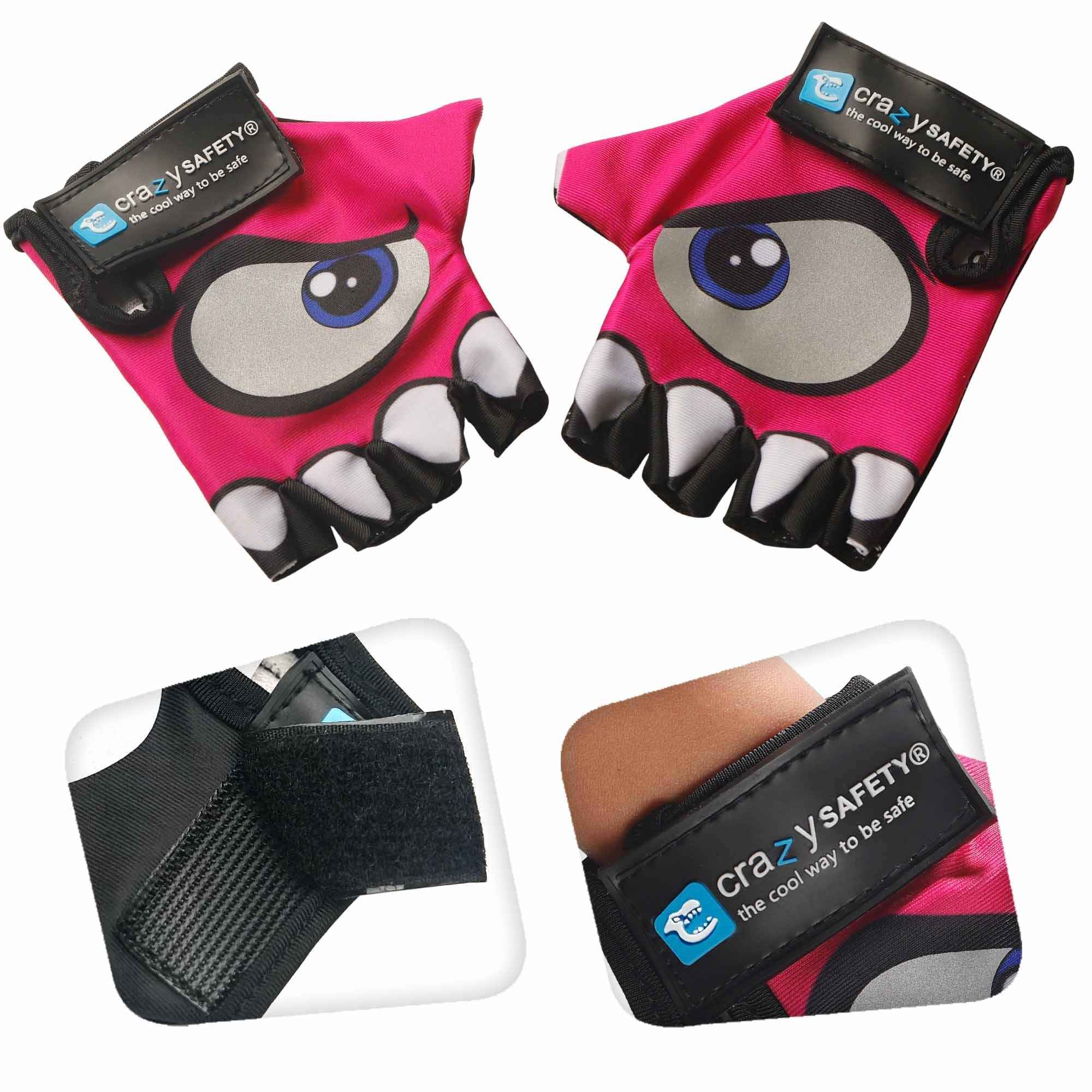 Crazy Safety | Pink Cycling Gloves with Reflective Eyes