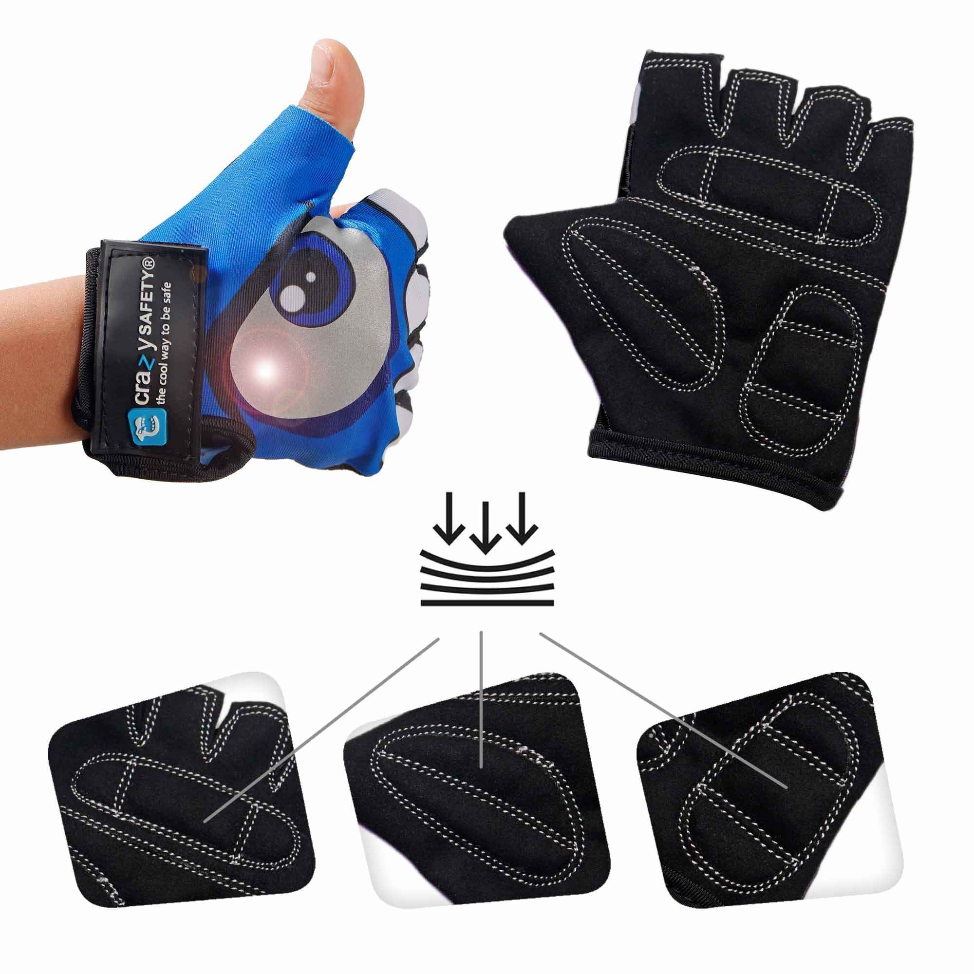 Crazy Safety | Blue Cycling Gloves with Reflective Eyes