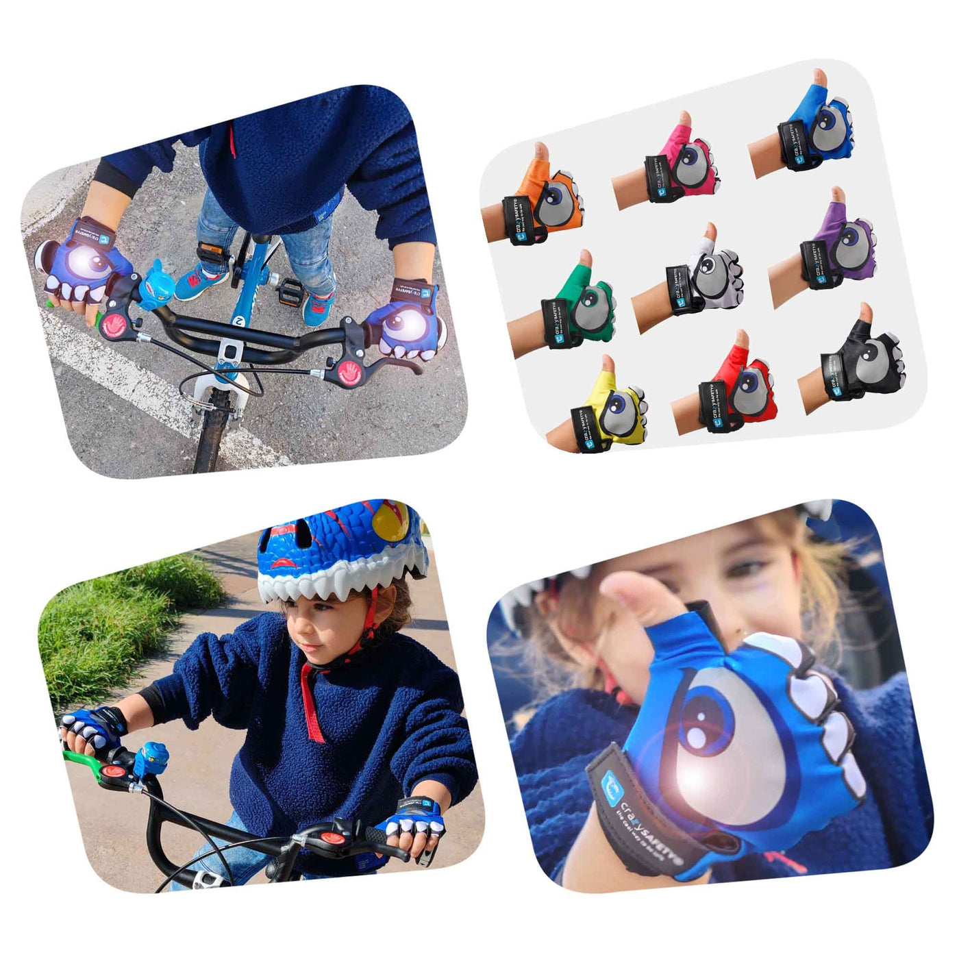 Crazy Safety | Blauw Fietshandschoenen Met Reflecterende Ogen