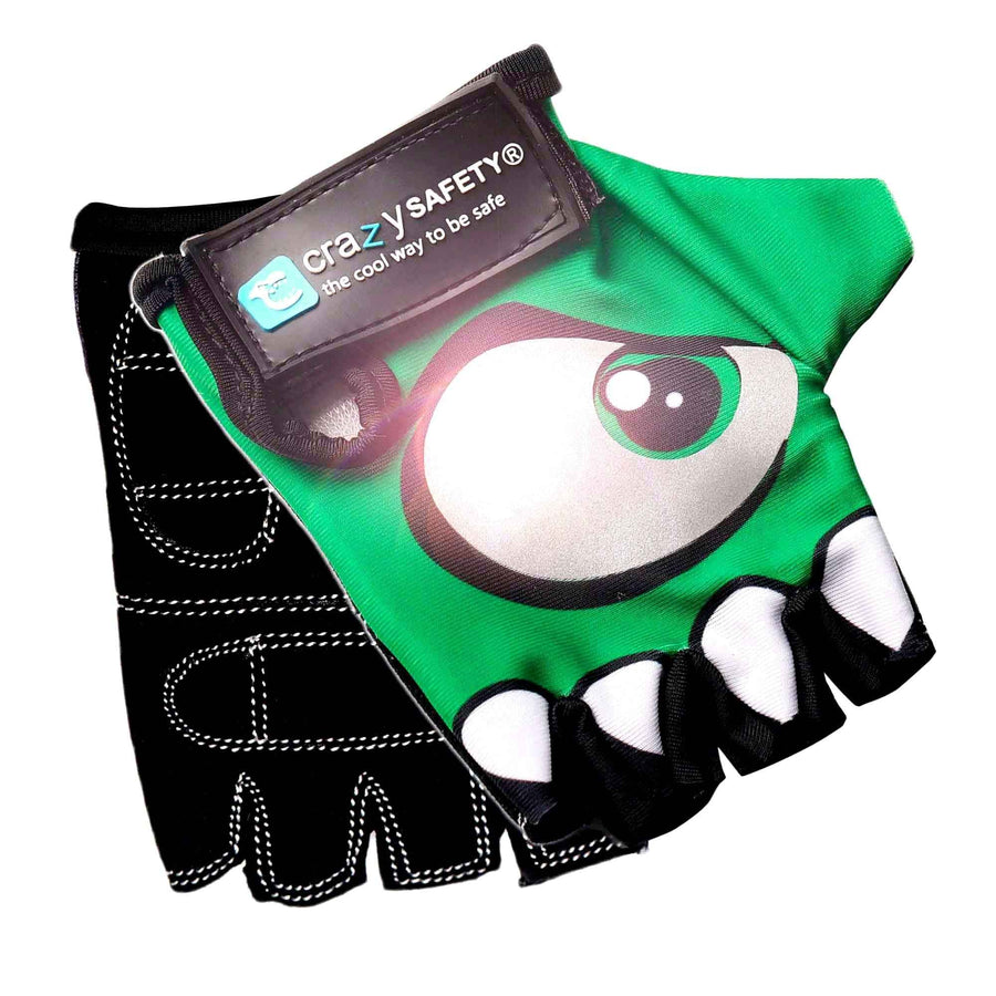Crazy Safety | Groen Fietshandschoenen Met Reflecterende Ogen