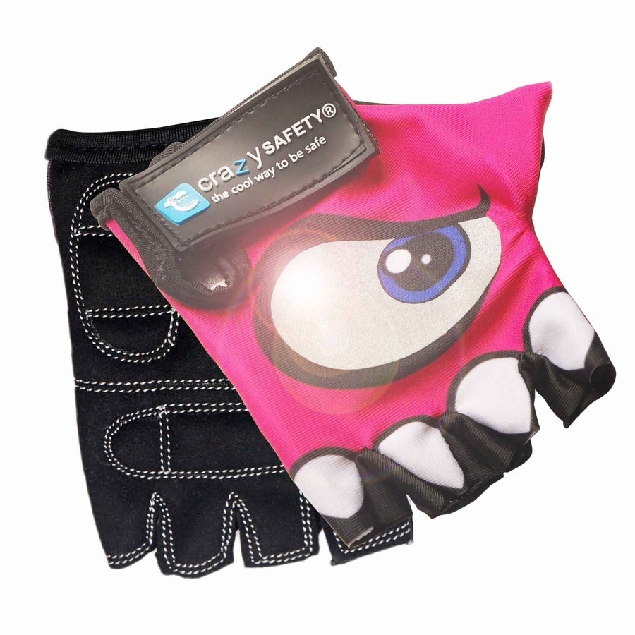 Crazy Safety | Roze Fietshandschoenen Met Reflecterende Ogen