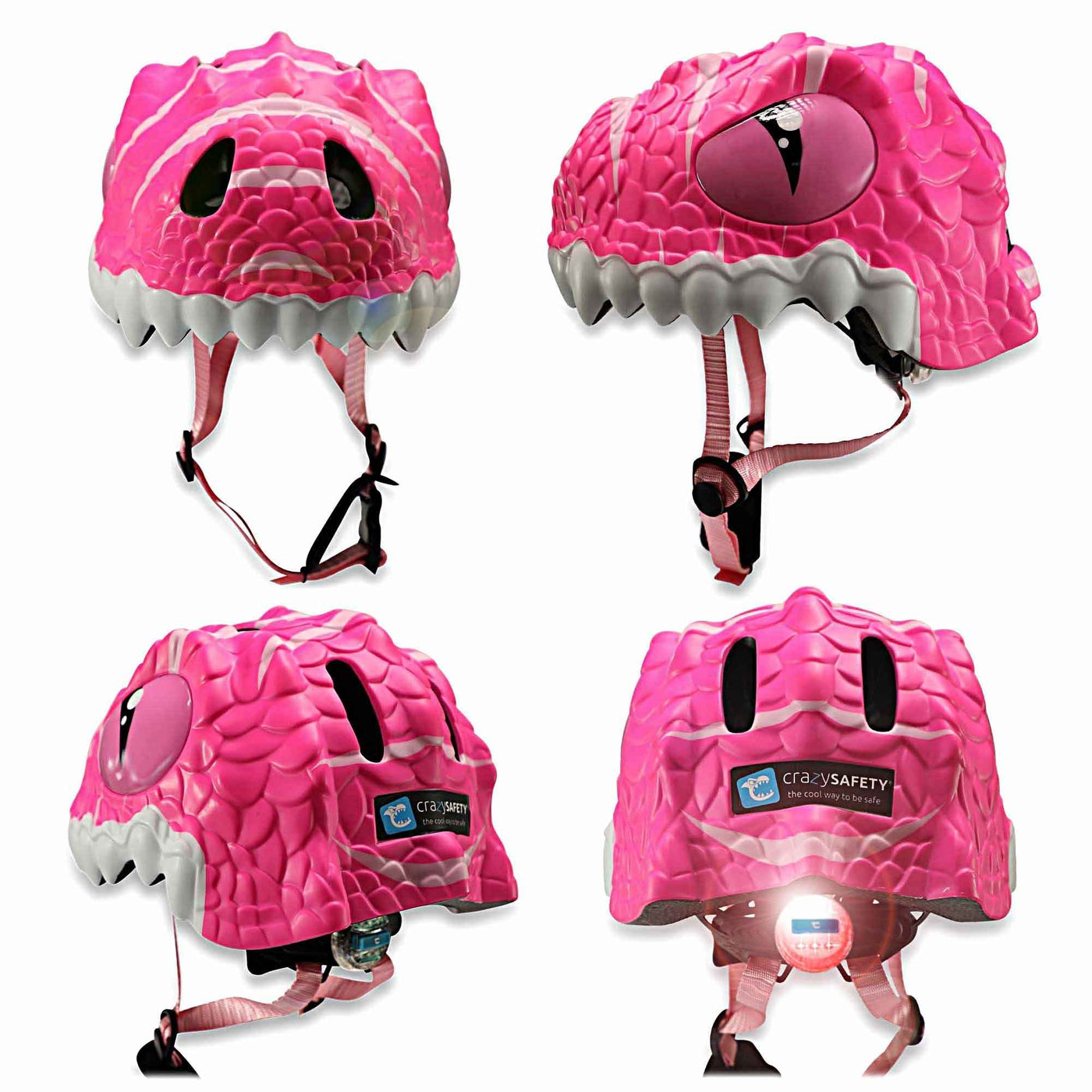 Crazy Safety | Dino Bicycle Helmet Pink