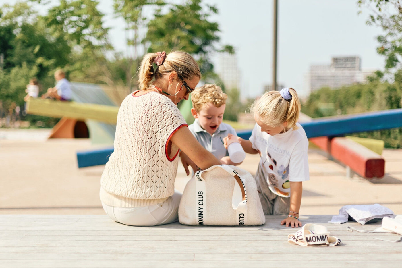 Childhome | Verzorgingstas Mommy Club Signature Teddy Ecru