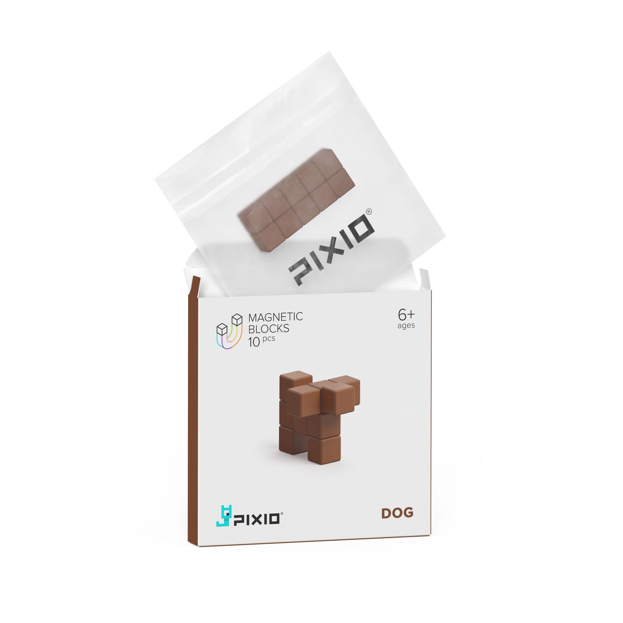 Pixio | Magnetische Blokken Color Series Brown Dog 10 Stuks
