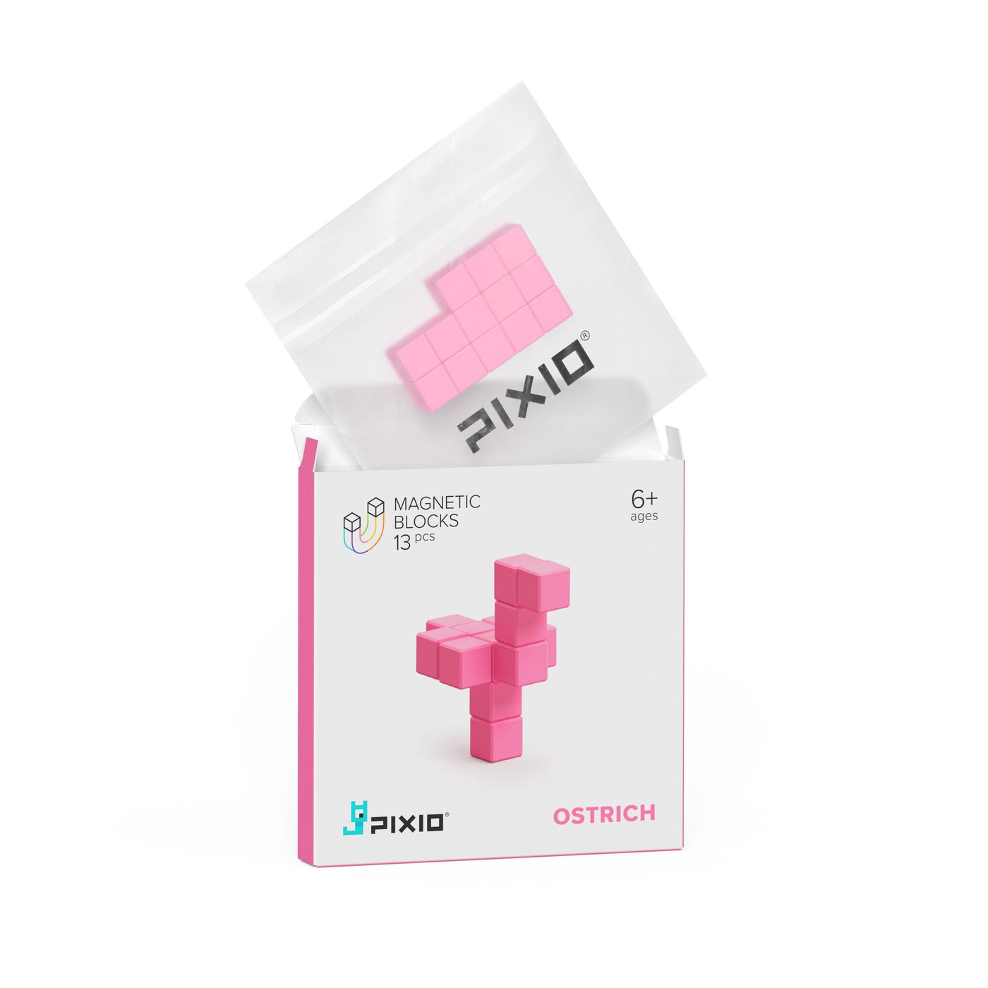 Pixio | Magnetische Blokken Color Series Pink Ostrich 13 Stuks