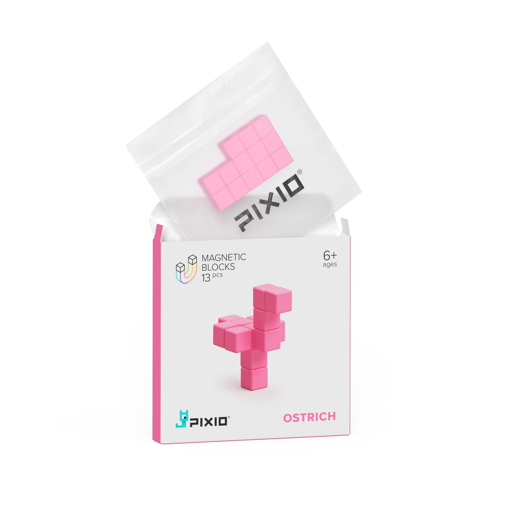 Pixio | Magnetische Blokken Color Series Pink Ostrich 13 Stuks