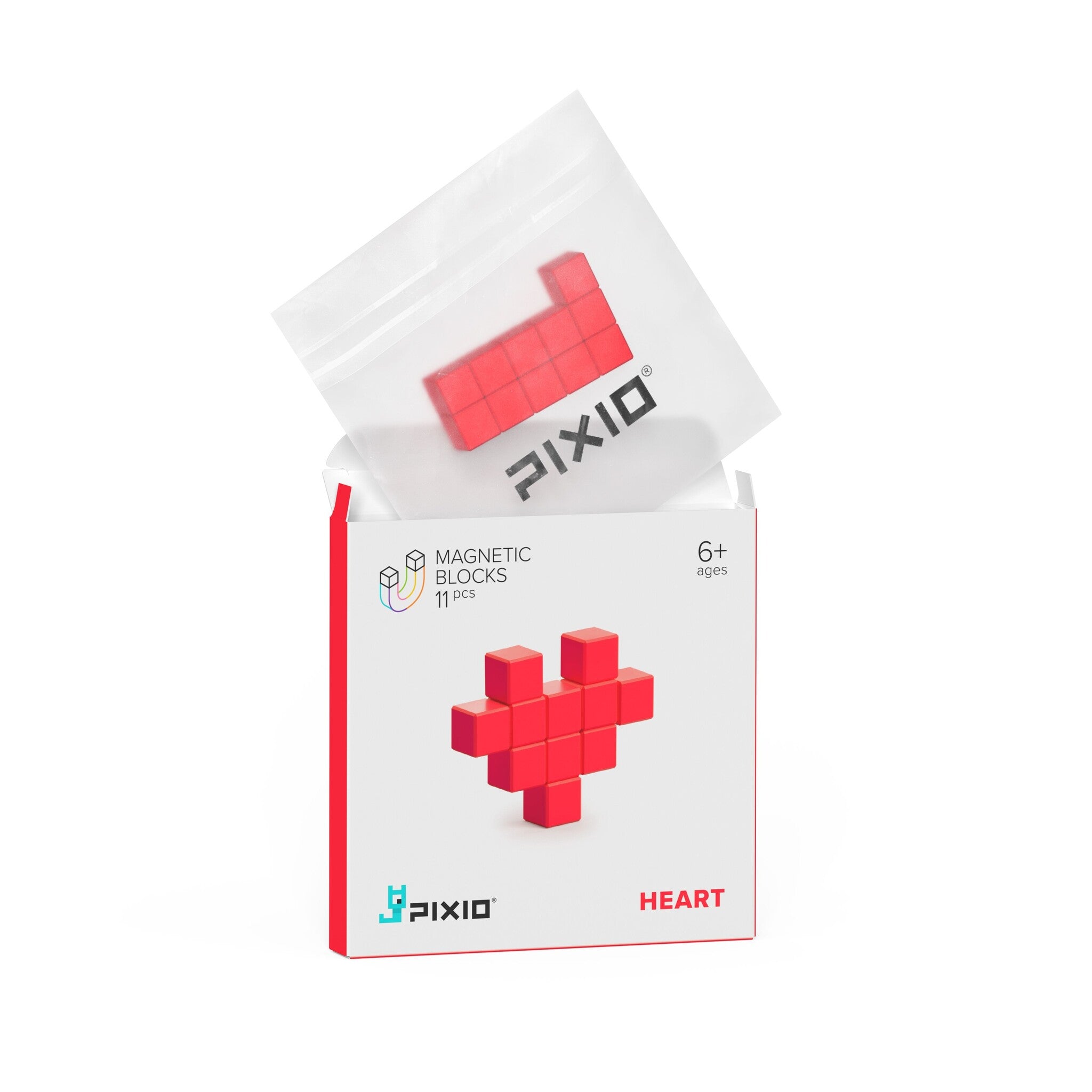 Pixio | Magnetische Blokken Color Series Red Heart 11 Stuks