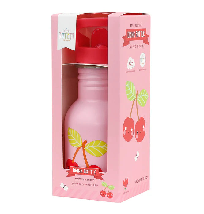 A Little Lovely Company | Kleine RVS Drinkfles Vrolijke Kersen