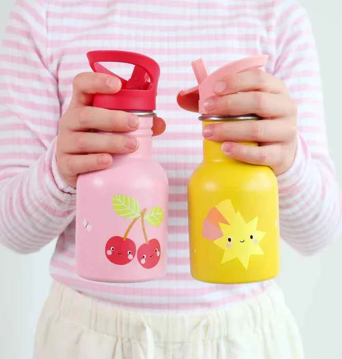 A Little Lovely Company | Small Stainless Steel Water Bottle Cheerful Cherries