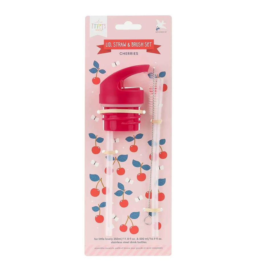 A Little Lovely Company | Cherry Stopper, Straw & Brush Set