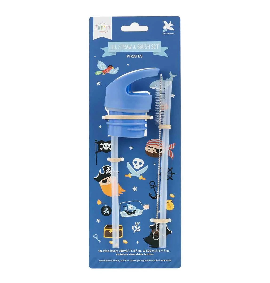 A Little Lovely Company | Pirate Themed Hat, Straw & Brush Set