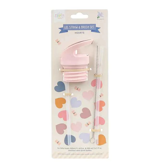 A Little Lovely Company | Cap, Straw and Brush Set with Hearts