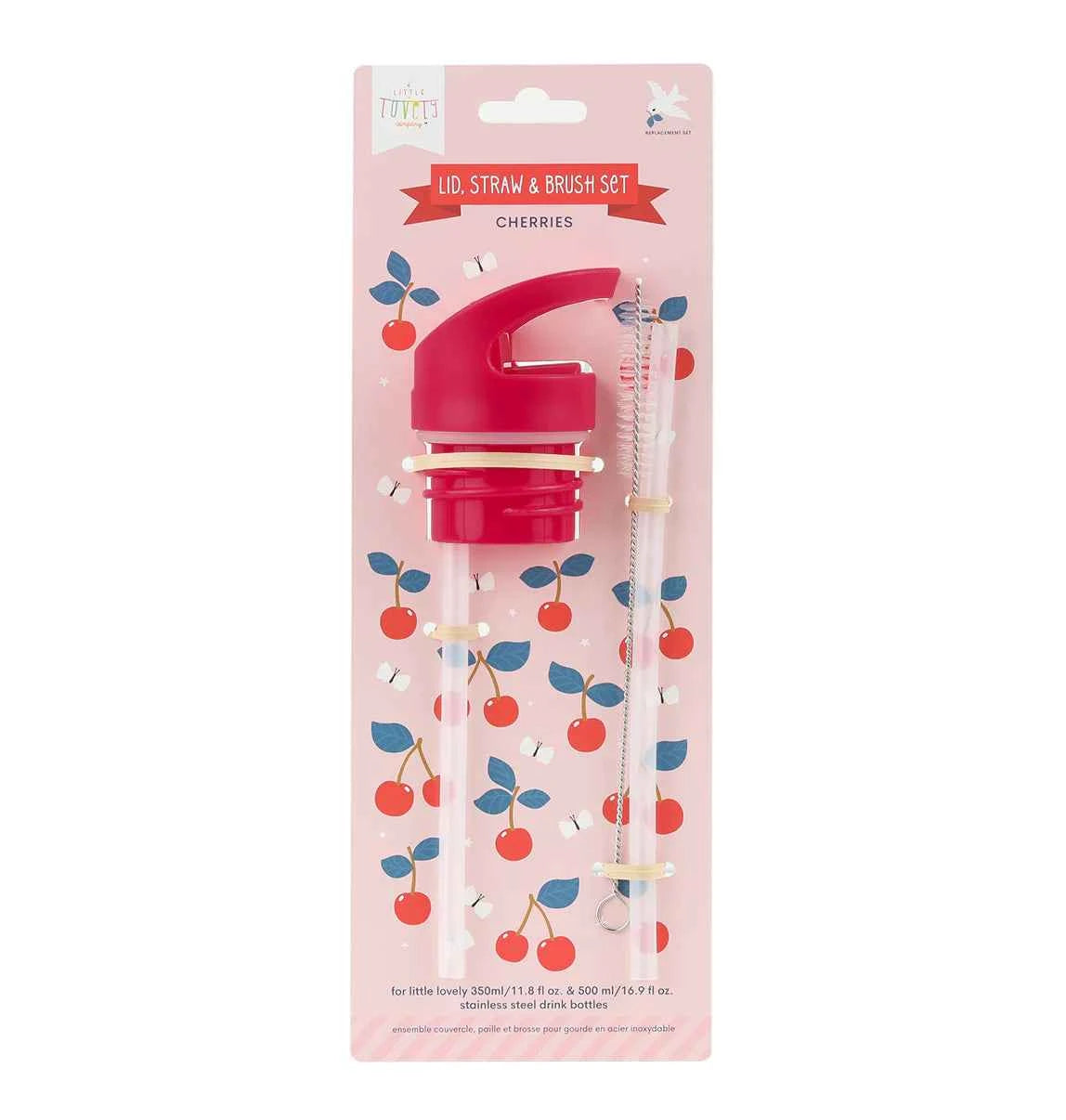 A Little Lovely Company | Cherries Cap, Straw & Brush Set
