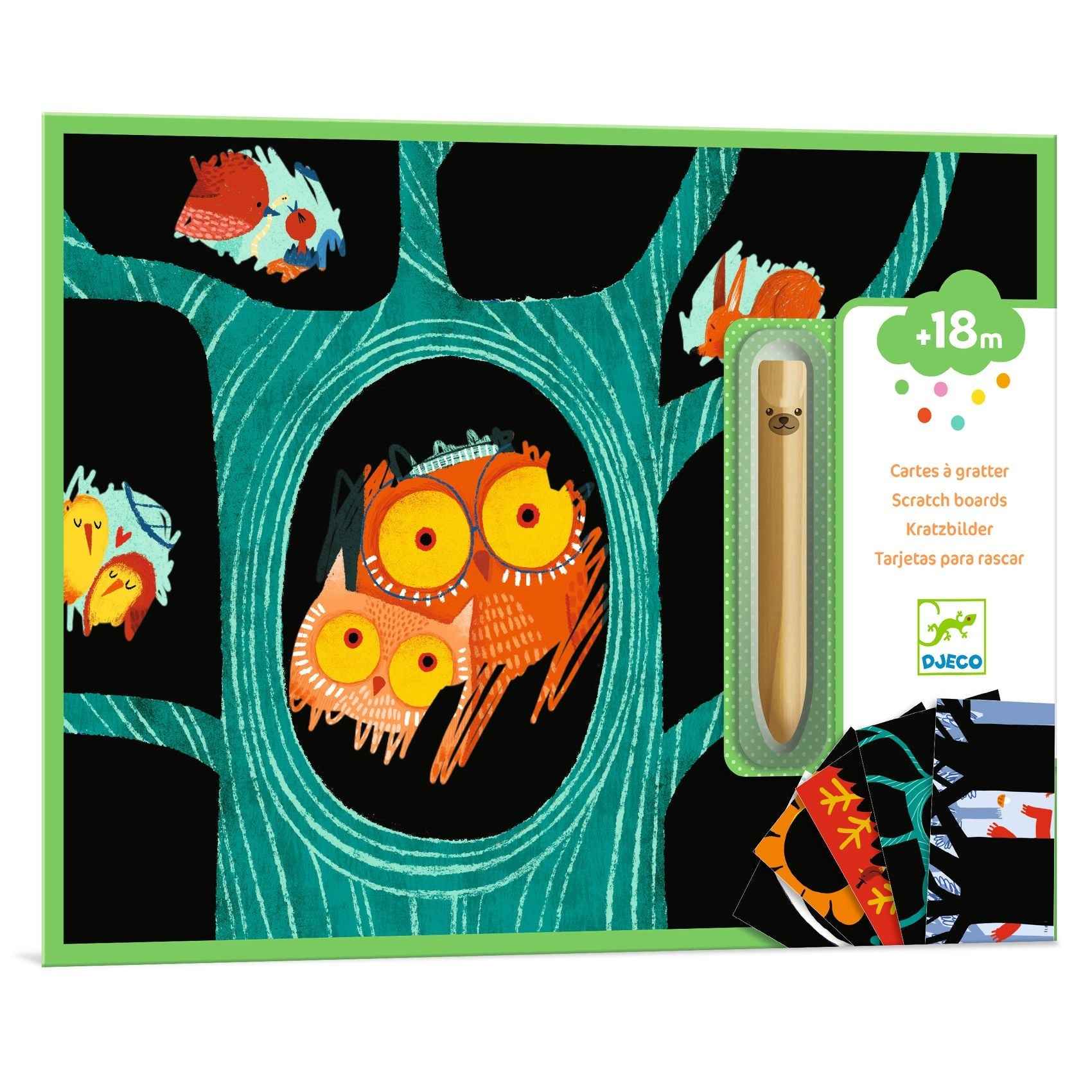 Djeco animal scratch cards +18M