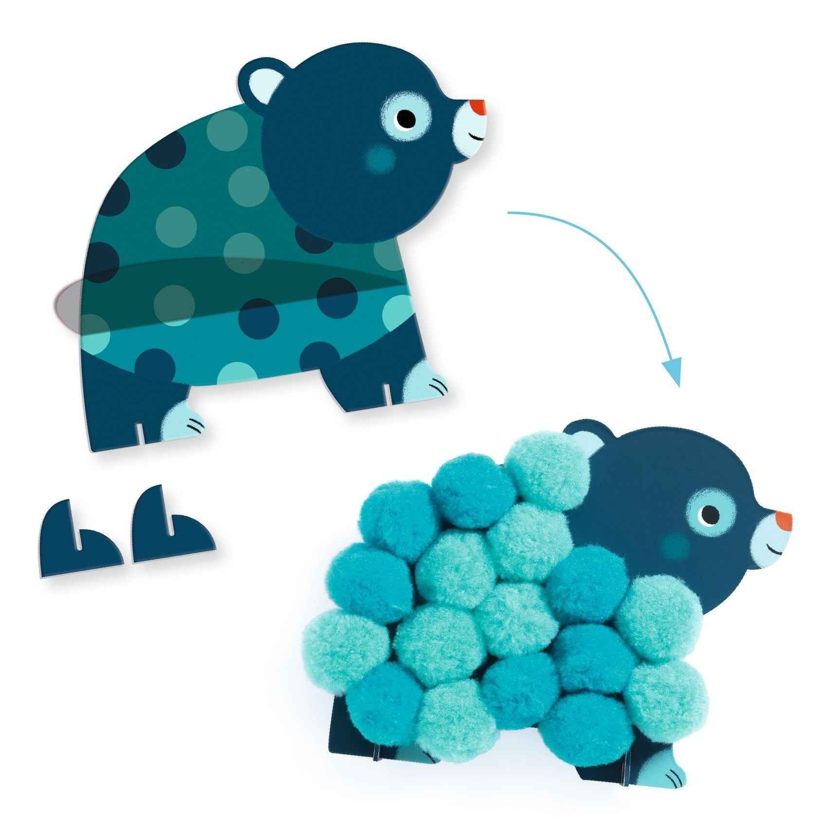 Djeco | Pompon Collage Animals and Pompon Circles
