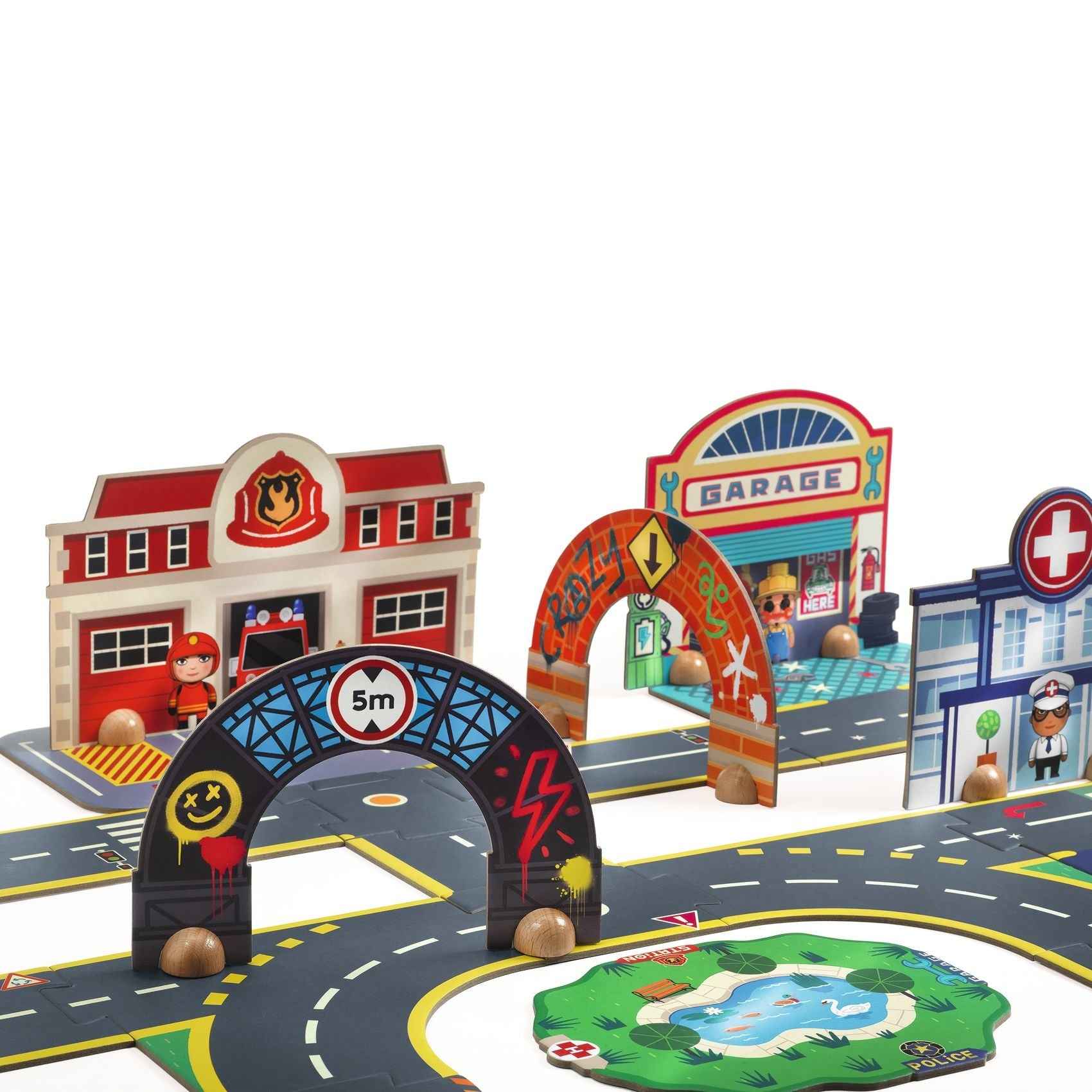 Djeco | Crazy Motors Puzzl'Up Giant Stad 34 Stuks